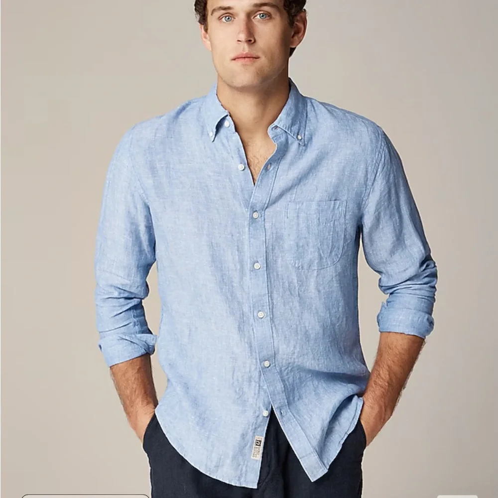 J crew amalfi blue linen Baird McNutt Irish linen shirt